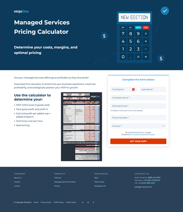 NinjaOne Lead Magnet - Pricing Calculator